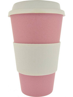 Spacecow Ποτήρι Bamboo με Καπάκι Λευκό 450ml