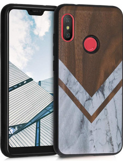 Ξύλινη θήκη για Xiaomi Redmi 6 Pro / Mi A2 Lite - Wood Glory Marble White / Black / Dark Vrown by KW (200-105-133)