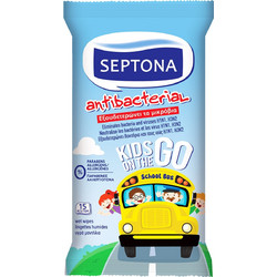Septona Kids On The Go School Bus Αντισηπτικά Μαντηλάκια Χεριών 15τμχ