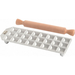 MARCATO Ιταλίας Φόρμα Design 24 θέσεων Ασημί για Ζυμαρικά Ravioli 28x10x2cm και Πλάστης