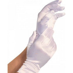 LEG AVENUE SATIN GLOVES WHITE
