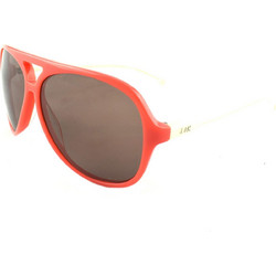 LAK Γυναικεία Γυαλιά Ηλίου Aviator Κοκάλινα Κόκκινο Λευκό με Καφέ Φακό