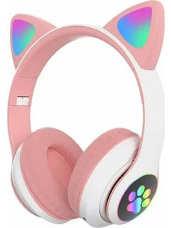 Cat STN-28 Ενσύρματα & Ασύρματα Bluetooth Ακουστικά On Ear Ροζ Λευκά
