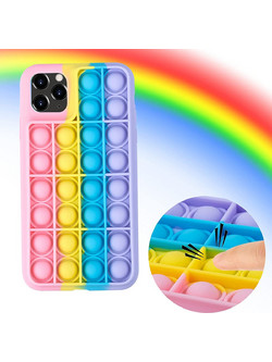 iPhone 12 & 12 Pro - Fidget Multicolour Soft Silicone Cover with Pop it (oem) rainbow