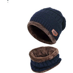Παιδικό Σετ Σκούφος και Κασκόλ Χρώματος Navy SPM DYN-KnittedHat