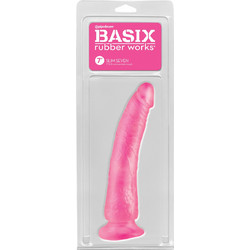 Pipedream Basix Rubber Works Slim 7 Dildo με Βεντούζα 20cm Ροζ