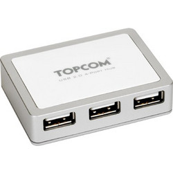 Topcom Mini 224P USB Hub 2.0 USB-A με 4 Θύρες USB-A & Εξωτερική Παροχή Ρεύματος