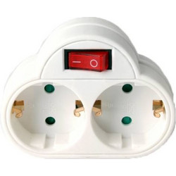 Go Green Double Socket Διπλή Πρίζα σούκο με φωτεινό διακόπτη on-off