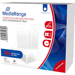 MediaRange CD Slimcase for 1 Disc 5.2mm Transparent Tray (10 Pack) BOX32-T