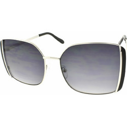 Enzo 2246 C2 Γυναικεία Γυαλιά Ηλίου Oversized Μεταλλικά Ασημί με Μαύρο Degradee Φακό