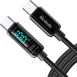 MCDODO Fast Charging Cable With Visual LED Watt Display USB C to USB C 1.2 m 100W 5A PD QC 4.0 (Black)