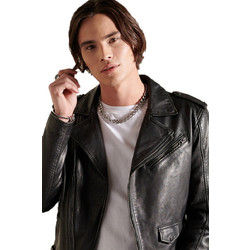 Superdry Vintage Moto Biker Ανδρικό Μπουφάν Δερμάτινο Μαύρο M5011257A-02A