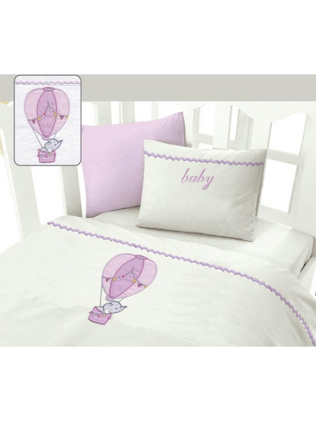 Mc Decor Air Ballloon Σετ Βρεφικά Σεντόνια Κούνιας Βαμβακερά 120x160 Pink