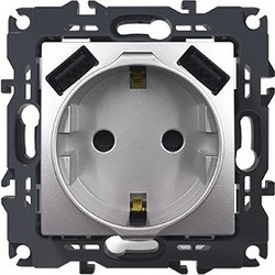 Acaelec Prime Πρίζα Σούκο Ασφαλείας + 2 USB Ματ Αλουμινίου (1000116303)