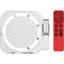 JV06T Set Top Box Bracket + Remote Control Protective Case Set for Apple TV(White + Red) (OEM)