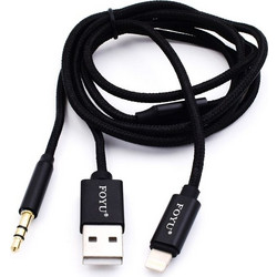Αντάπτορας Φόρτισης & Ήχου Lightning σε Audio Jack 3.5mm AUX & USB A Foyu FO-S039 - Μαύρο