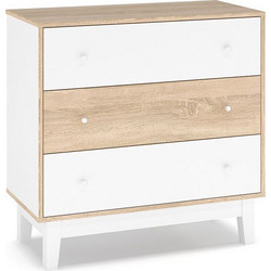 Συρταριέρα Awell pakoworld 3ων συρταριών sonoma-λευκό 90x44x88,5εκ