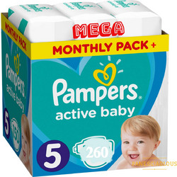 Pampers Active Baby Monthly Pack Πάνες No5 11-16kg 260τμχ