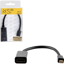 NSP N13 CABLE ADAPTER MINI DISPLAY PORT V1.2 TO HDMI 4K/60HZ V2.0 0,23m BLACK NSP