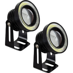 GLOBOSTAR(R) MOTOFLOOD 81634 Προβολάκι LED 30W/60W 3200lm/6400lm 45 DC 12V Αδιάβροχο IP65 Ψυχρό Λευκό 6000K - CREE COB Chip - Μ8.8 x Π8.8 x Υ7cm - Πακέτο 2 Τεμαχίων