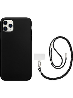 IPHONE 11 PRO SILKY SOFT TOUCH RUBBER CASE BLACK WITH BLACK NECKCORD 100.309/100.0911