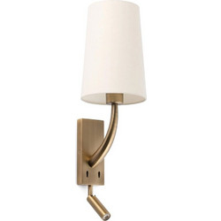 Φωτιστικό Τοίχου - Απλίκα Rem 29683-20 E27 max 15W Mε Reader 3000K, 120Lm Old Gold-Beige Faro Barcelona