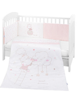 KikkaBoo Hippo Dreams Σετ Κούνιας 70x140cm Pink 3τμχ