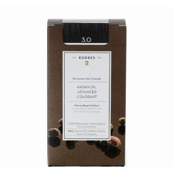 Korres Argan Oil Advanced Colorant 3.0 Καστανό Σκούρο Φυσικό Μόνιμη Βαφή Μαλλιών Χωρίς Αμμωνία 50ml