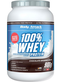 Body Attack 100% Whey Chocolate Brownie Πρωτεΐνη Ορού Γάλακτος Γράμμωσης 900gr