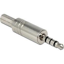 DELOCK Βύσμα 3.5mm Stereo, 4 pin, Bend Protection, Metal, Silver 65546