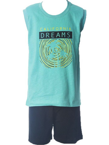 Dreams by Joyce Παιδική Πιτζάμα Βαμβακερή Καλοκαιρινή Navy Μπλε Τιρκουάζ 13723