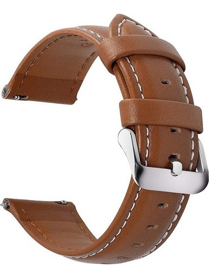 Fullmosa Watch Leather Strap with Stainless Steel Metal Clasp 20mm for Huawei, Samsung watch (brown)