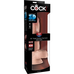 Pipedream King Cock Plus 10" Triple Density Fat Ρεαλιστικό Dildo με Βεντούζα & Όρχεις 25cm Flesh
