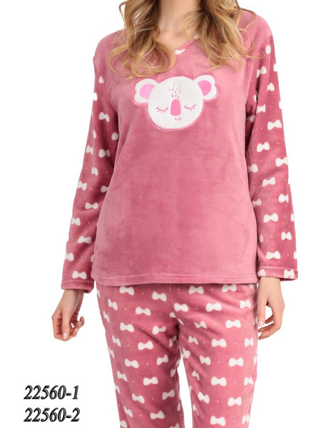 Lydia Creations Παιδική Πιτζάμα Fleece Χειμωνιάτικη Ροζ 22560-1