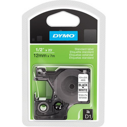 DYMO D1 Tape 12mm Black on white (2-pack)