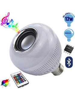 Λάμπα LED E27 12W 230V 1080lm 260 Bluetooth με Ηχείο και Ασύρματο Χειριστήριο RGBW GloboStar 06631 06631