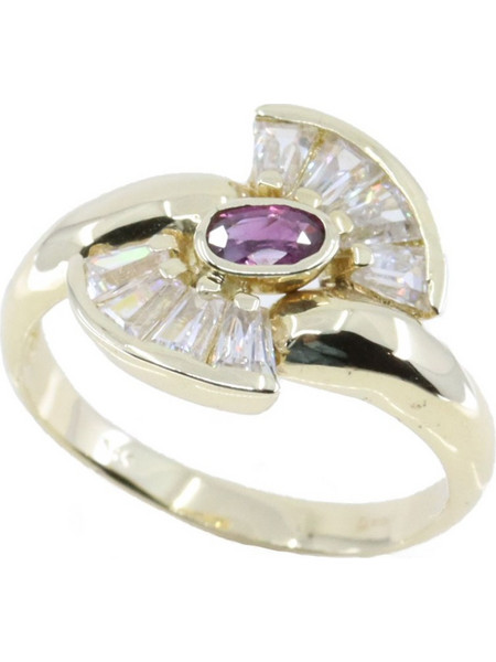 Δαχτυλίδι 14 Κ με ρουμπίνι και zircon, 2574
