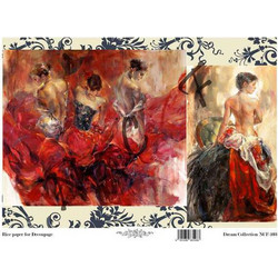 Χαρτί decoupage ριζόχαρτο χειροτεχνίας Artistic Design κορίτσι κόκκινο φόρεμα A3 (NCF-103)