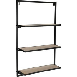 Aria Trade Μεταλλική Ραφιέρα Τοίχου με 3 Ράφια MDF 66.5x4x41.5cm Μαύρο Καφέ