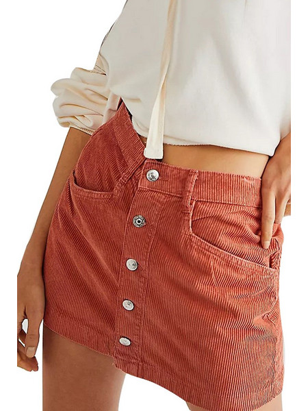 Free People Μίνι Φούστα Κοτλέ Ψηλόμεση Rusted OB1543115-6835