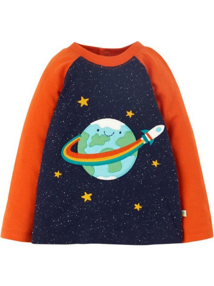 Frugi Rainbow World Παιδικό T-Shirt Μακρυμάνικο Navy Μπλε TTA202IRX