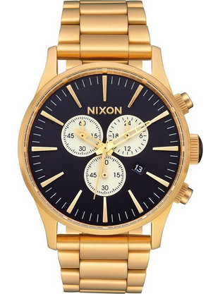 Nixon Ανδρικό Ρολόι Χρονογράφος με Χρυσό Μεταλλικό Μπρασελέ A386-2033-00