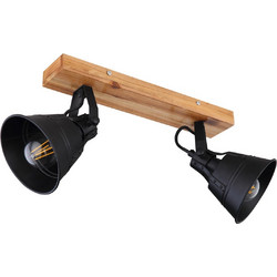 Φωτιστικό Σαλονιού Πλαφονιέρα Gunther 2xE27 Max60W Ξύλο Καφέ
