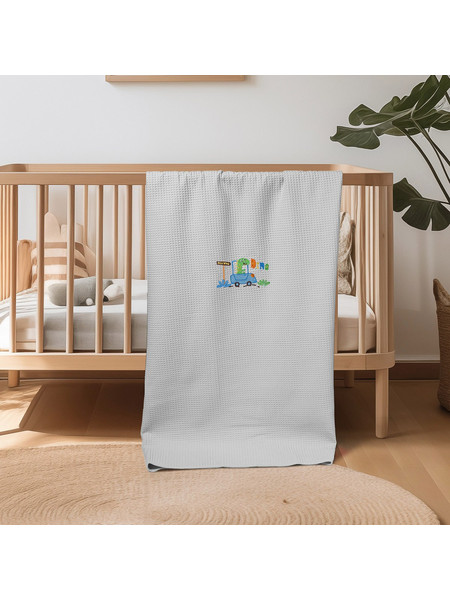 Adam Home Dinosaur Κουβέρτα Κούνιας Πικέ 110x140 Γκρι