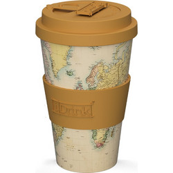 iDrink Ποτήρι Καφέ Bamboo με Καπάκι Old Map 435ml ID5012