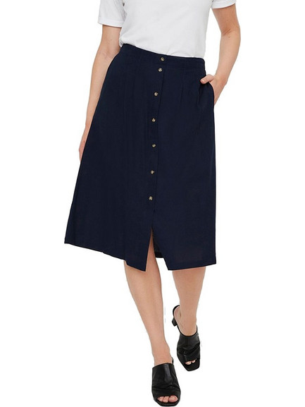 Vero Moda Μίντι Φούστα Υφασμάτινη Ψηλόμεση Μπλε 10244005