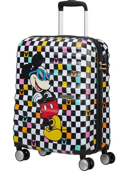 American Tourister Wavebreaker Disney Mickey Check Παιδική Βαλίτσα Καμπίνας 55x40x20cm με 4 Ρόδες Πολύχρωμη