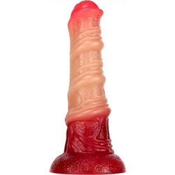 Dildo Σιλικόνης Δράκος με Ραβδώσεις & Βεντούζα Kawal Dragon Silicone Dildo with Suction Cup 20 x 5,5 cm - Κόκκινο
