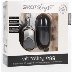 Shots 10 Speed Remote Vibrating Egg Big Δονητής Egg για Ζευγάρια με Τηλεχειριστήριο Μαύρος