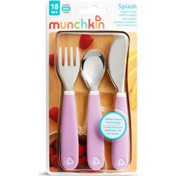 Munchkin Splash Σετ Παιδικά Μαχαιροπίρουνα 18m+ Λιλά 3τμχ